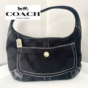 SOLD COACH Ergo Hobo signature black canvas shoulder bag purse M0632 10764